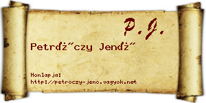 Petróczy Jenő névjegykártya