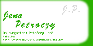 jeno petroczy business card