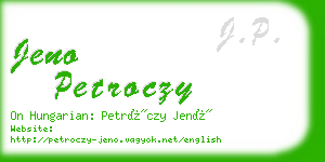 jeno petroczy business card